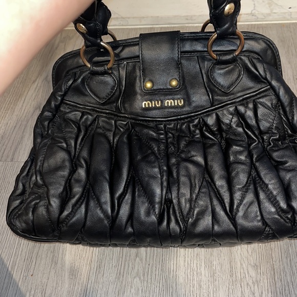 Authentic Miu Miu Black Matelassé Leather Coffer Bag - Picture 15 of 15